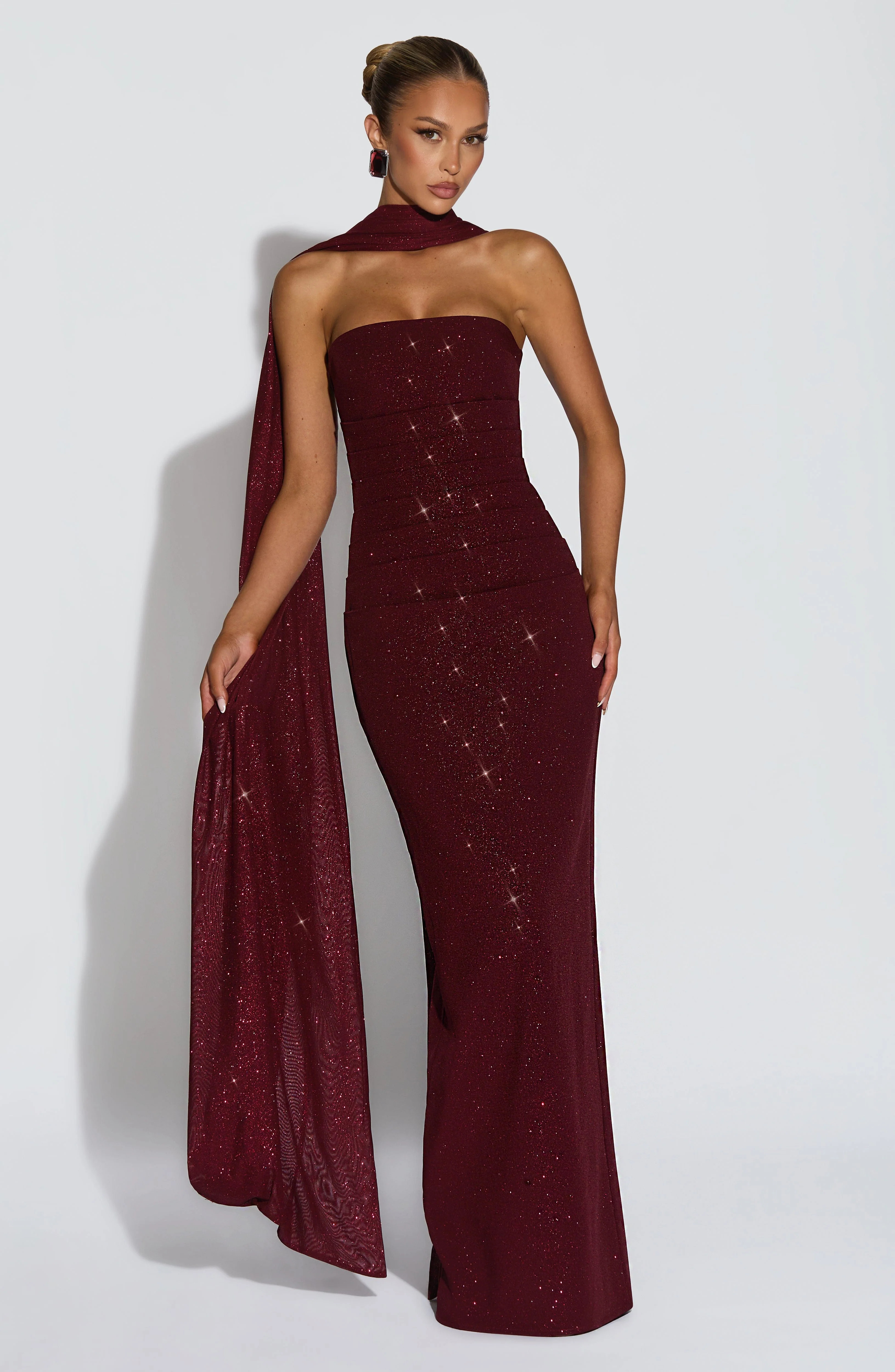 Pandra Maxi Dress - Wine Sparkle | Babyboo (global)
