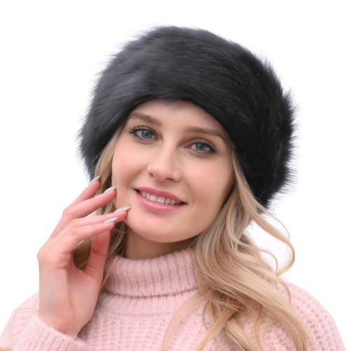 Fancylovesotio Womens Faux Fur Headband with Elastic Band Ear Warmer Earmuff for Cold Weather Furry Costume (Grey) | Amazon (US)
