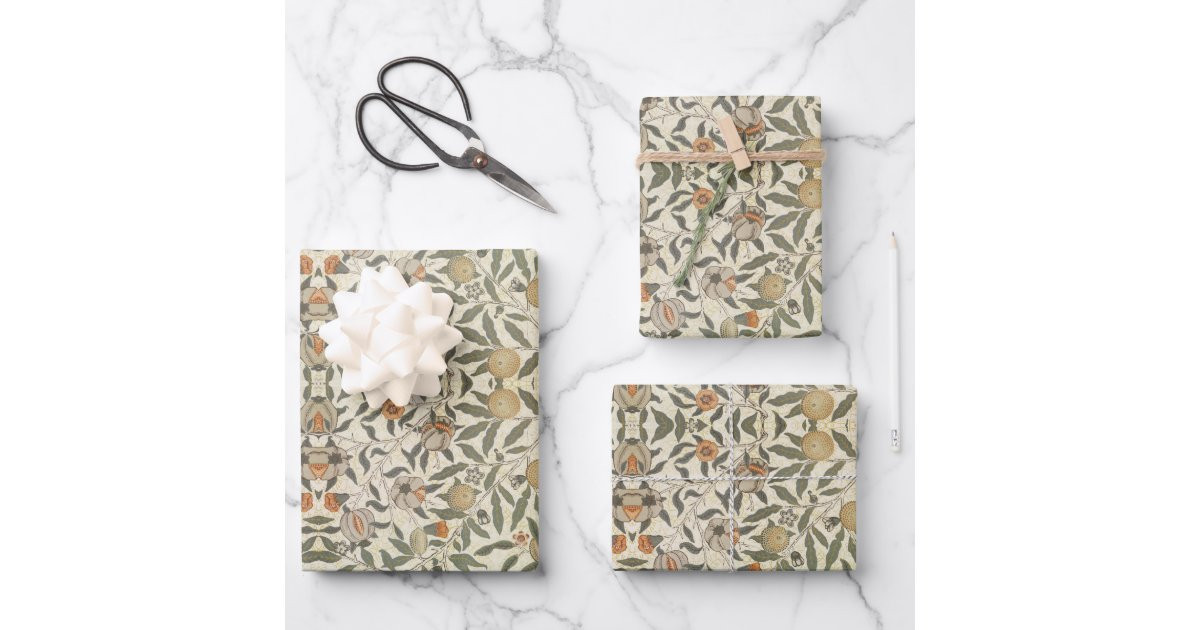 Vintage Floral William Morris Fruit Wrapping Paper Sheets | Zazzle | Zazzle