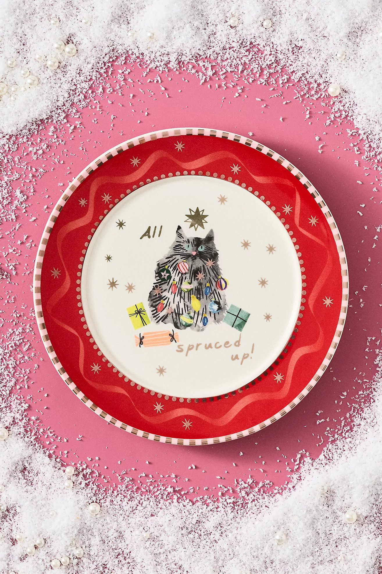 Caroline Stoneware Holiday Dessert Plate | Anthropologie (US)