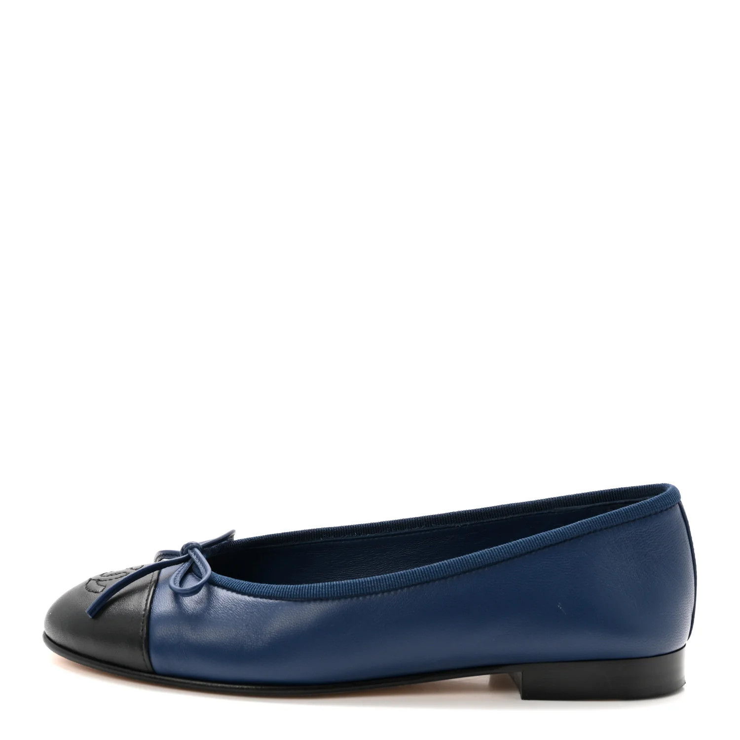 Lambskin Cap Toe CC Ballerina Flats 36 Dark Blue Black | FASHIONPHILE (US)