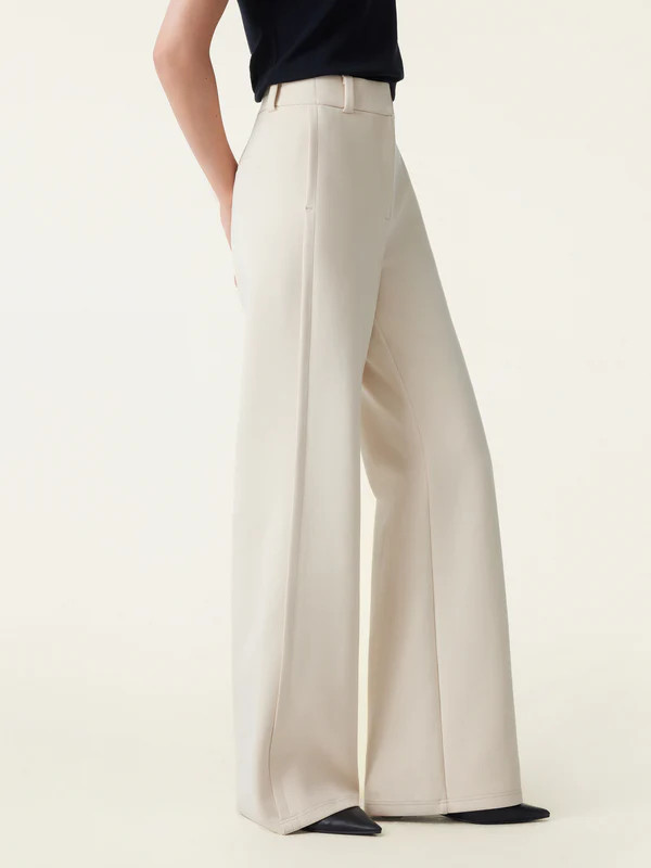 Stretchy Mid Rise Fly-Front Wide Leg Trouser | OGLmove