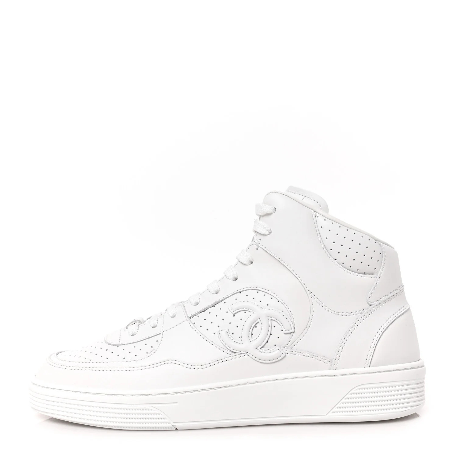 Calfskin CC High Top Sneaker 40 White | FASHIONPHILE (US)