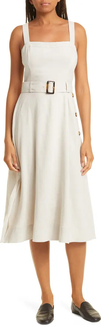 Side Button Linen Blend Sundress | Nordstrom