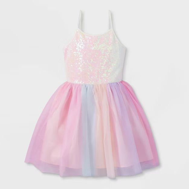 Girls' Sequin Rainbow Tulle Dress - Cat & Jack™ | Target