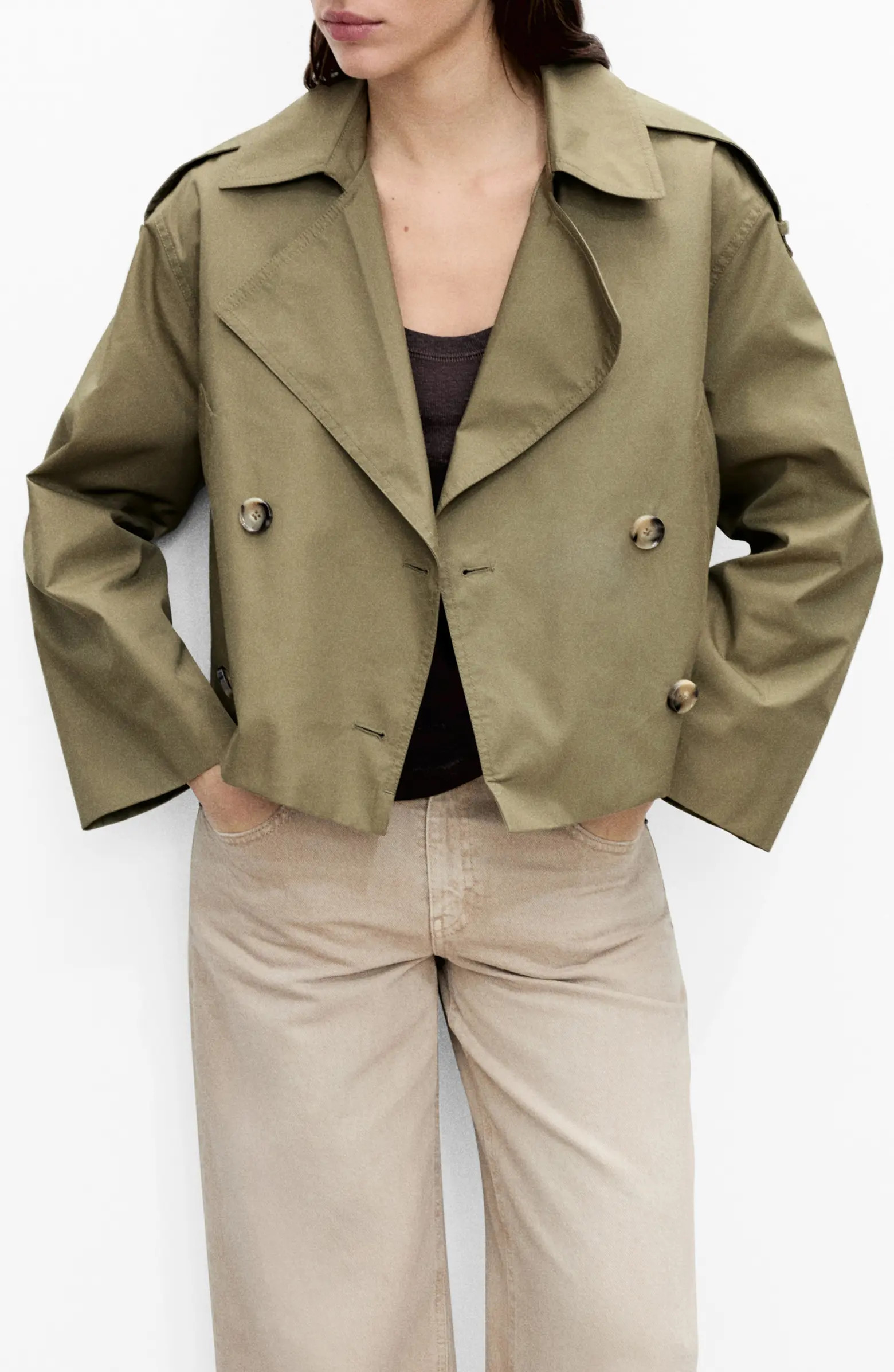 Double Breasted Crop Trench Coat | Nordstrom