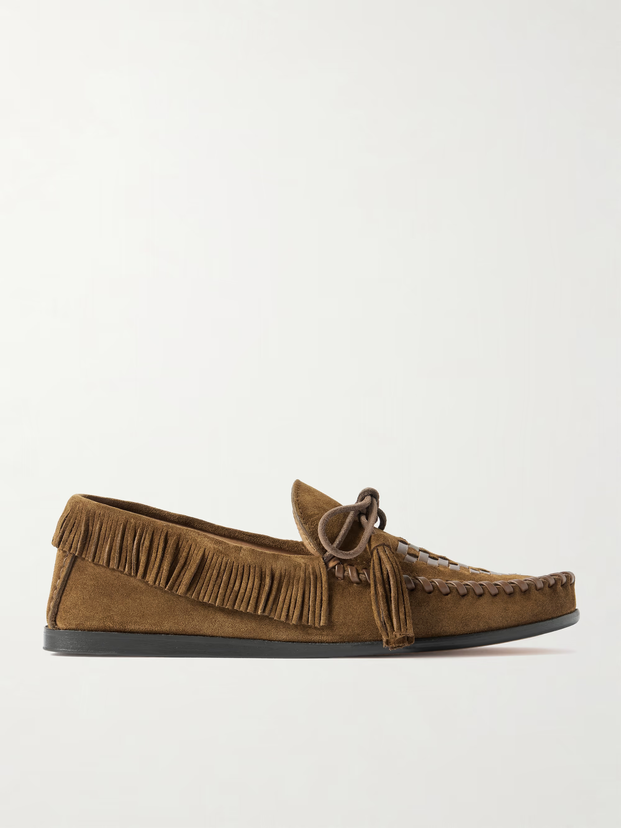 Fitza tasseled fringed leather-trimmed suede loafers | NET-A-PORTER (UK & EU)
