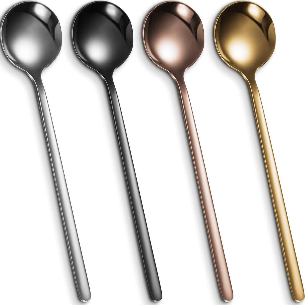 4 Pieces Coffee Spoons Teaspoons Stainless Steel Espresso Spoons Frosted Handle Soup Spoons for C... | Amazon (US)