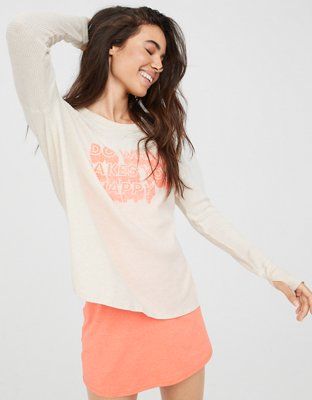 OFFLINE By Aerie Wow! Waffle Long Sleeve T-Shirt | American Eagle Outfitters (US & CA)