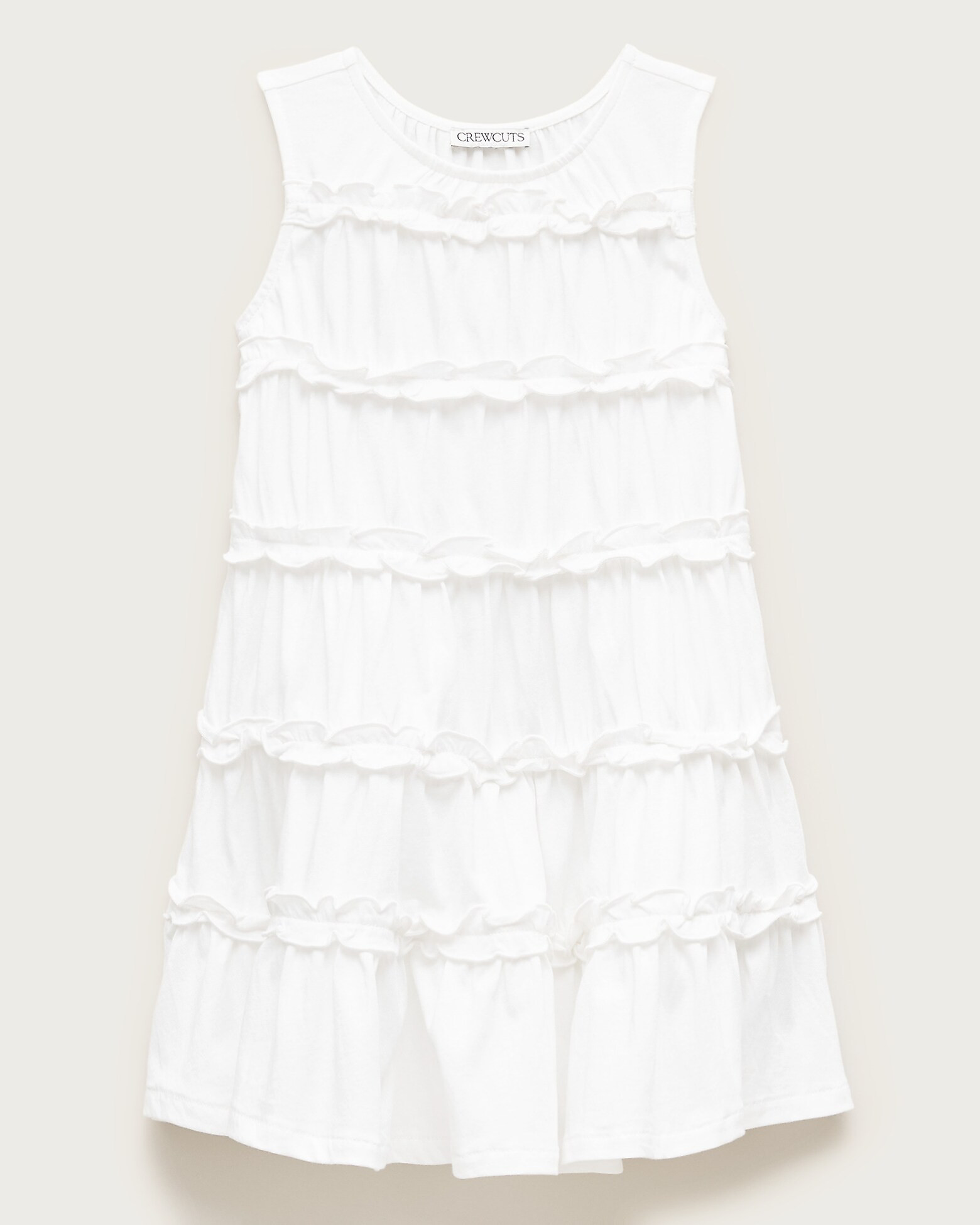 Girls' tiered lettuce-edge dress in broken-in jersey | J. Crew US