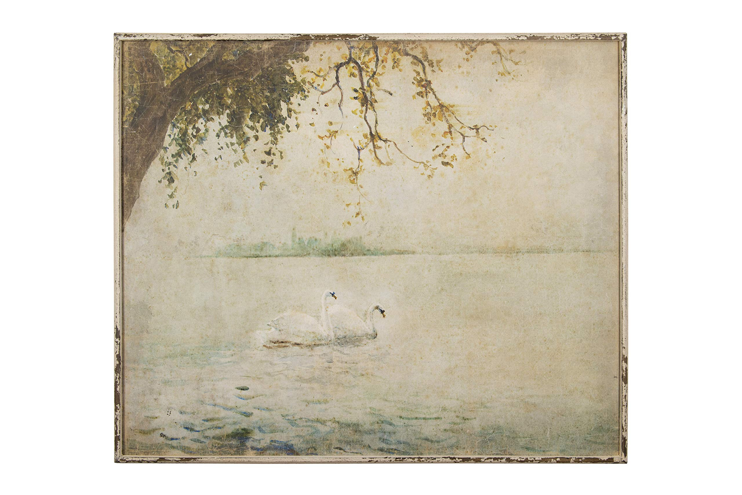 Creative Co-Op Vintage Swans Wood Framed Wall Décor | Amazon (US)