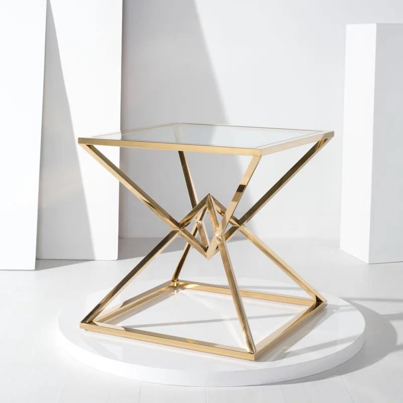 Fiorella 23.6'' Tall Glass Cross Legs End Table | Wayfair North America