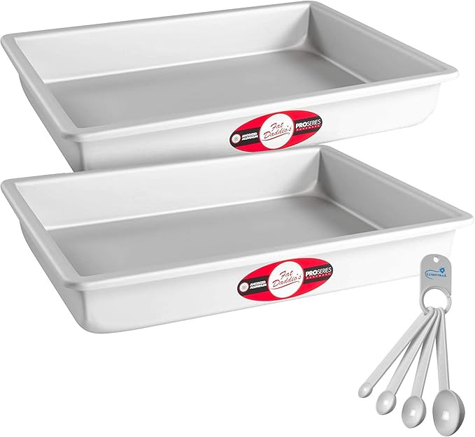Fat Daddios 9 x 13 x 2 Inch Sheet Cake Pan, 2 Pack, Anodized Aluminum with a Lumintrail Measuring... | Amazon (US)