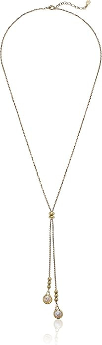 Lucky Brand Pearl Lariat Necklace, Gold, One Size | Amazon (US)