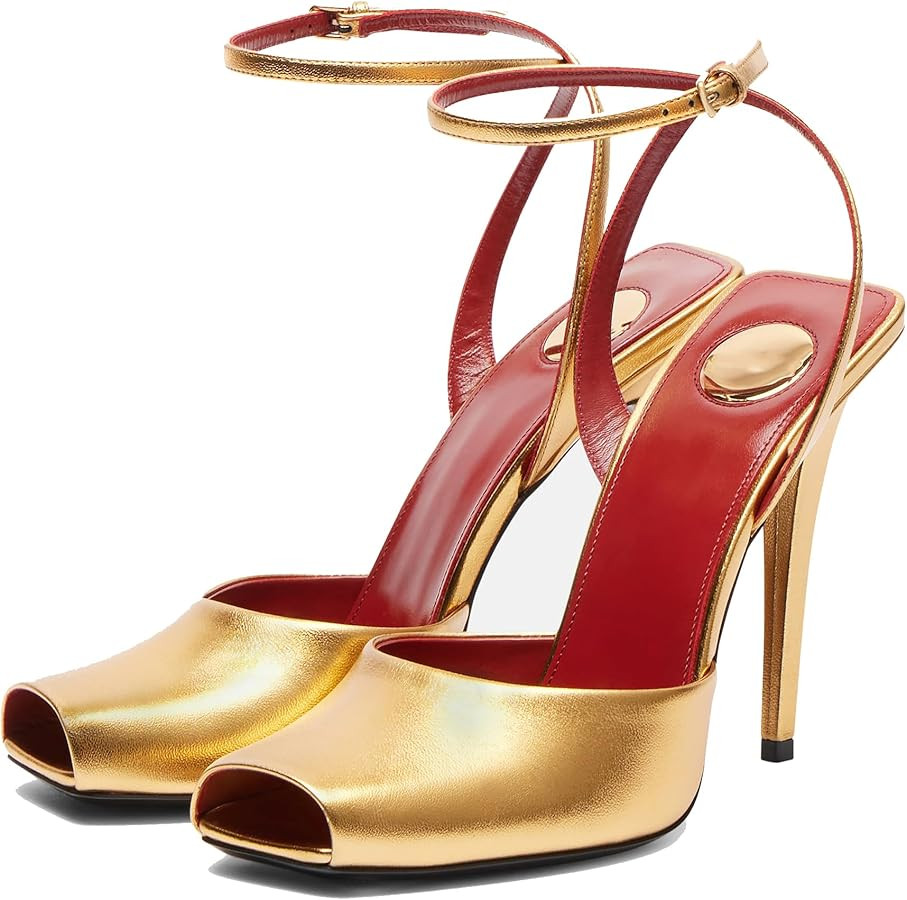 Arqa Stiletto High Heel Sandals for Women Covered Adjustable Ankle Strap Peep Toe Sandal Office P... | Amazon (US)