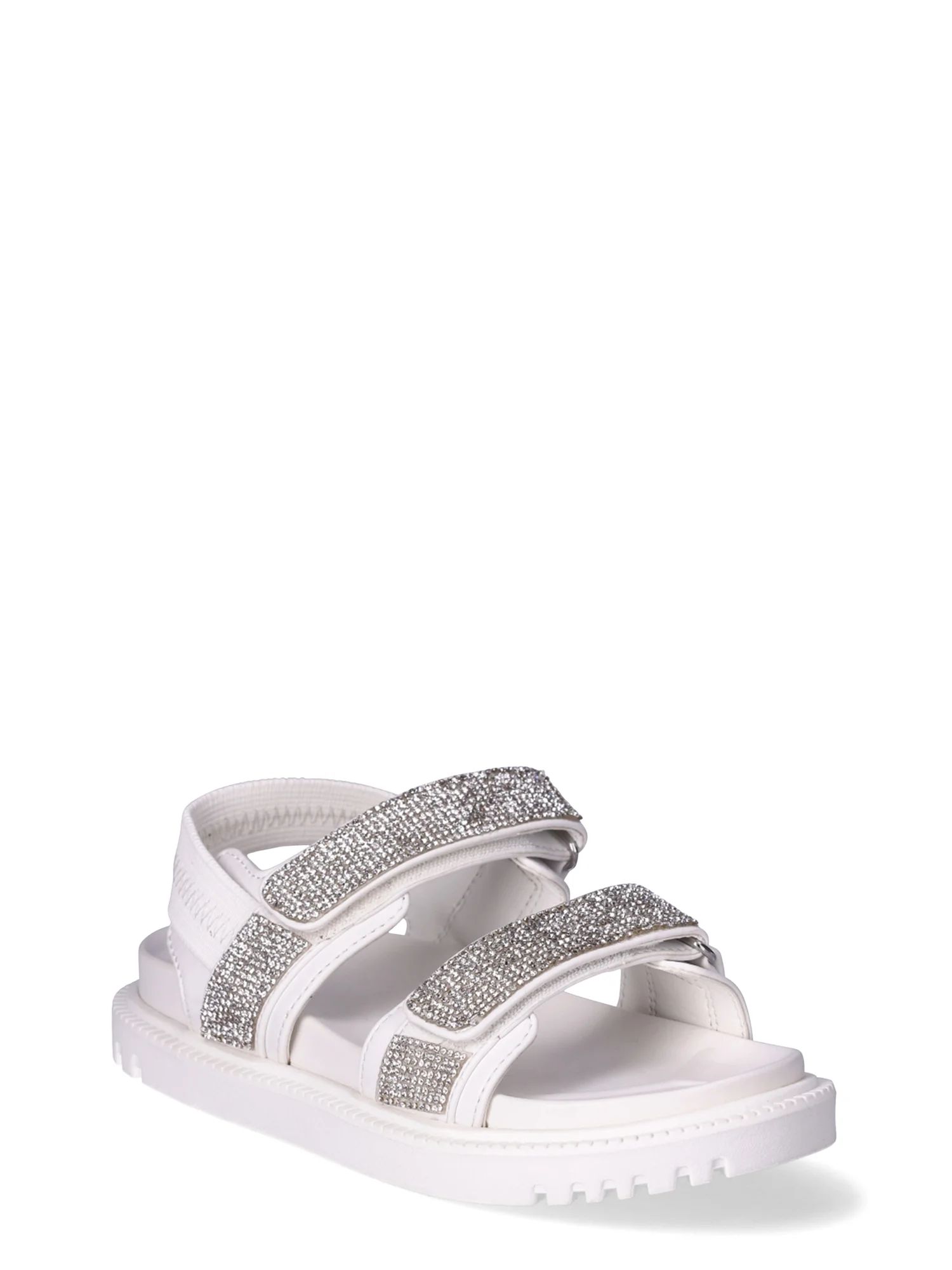 Madden NYC Little Girl & Big Girl Three-Strap Adjustable Rhinestone Sandal, Sizes 13-5 | Walmart (US)