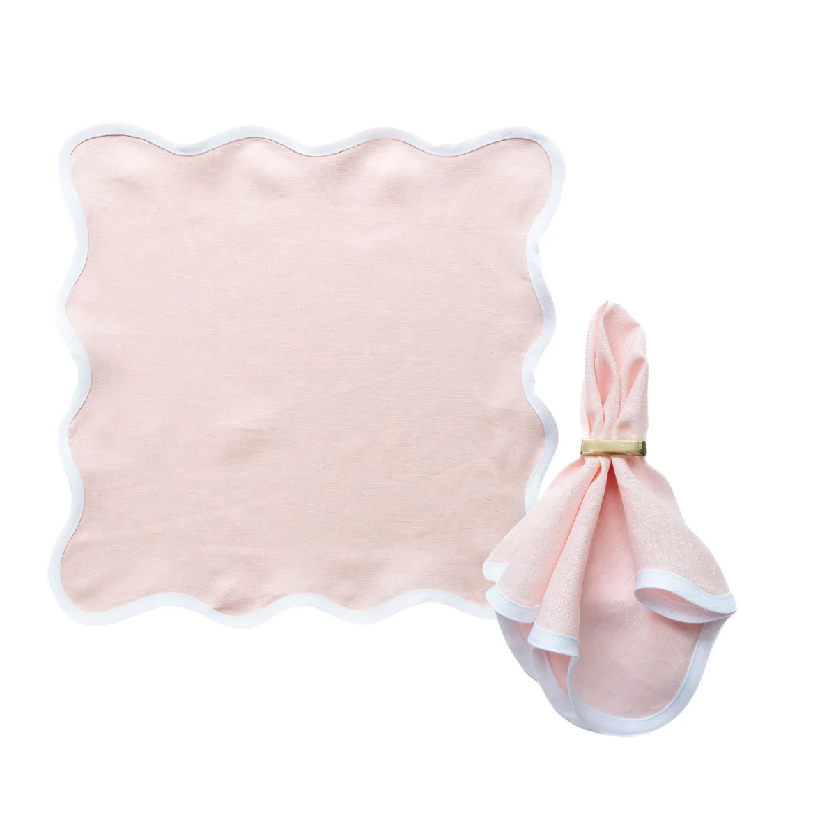 Linen Scalloped Square | Peony Pink | Frances Fields Home