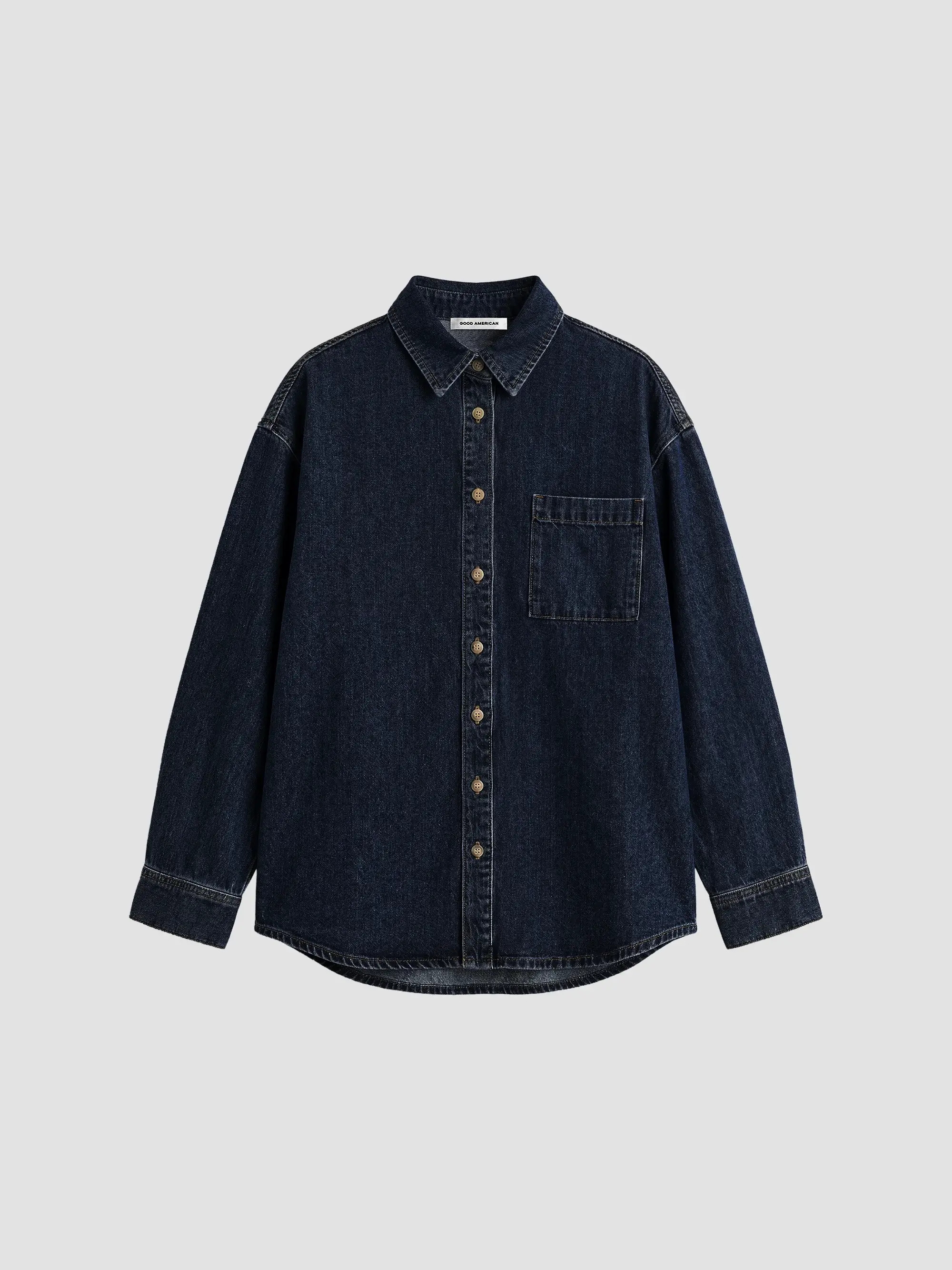 Good American Cotton Denim Drop-Shoulder Shirt | Saks Fifth Avenue | Saks Fifth Avenue