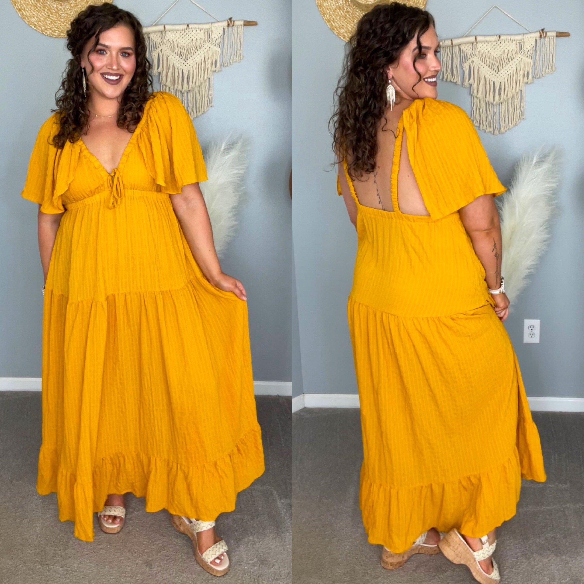 Midsize boho maxi dress summer vacation outfits 💛🍯🌼 
Size: XL 
#midsizeoutfits #maxidress #summerstyle #affordablefashion #yellow #gold #boho #ootd #vacationoutfits #resortwear #styleinspo #wedges #dresses 

#LTKstyletip #LTKcurves #LTKSeasonal