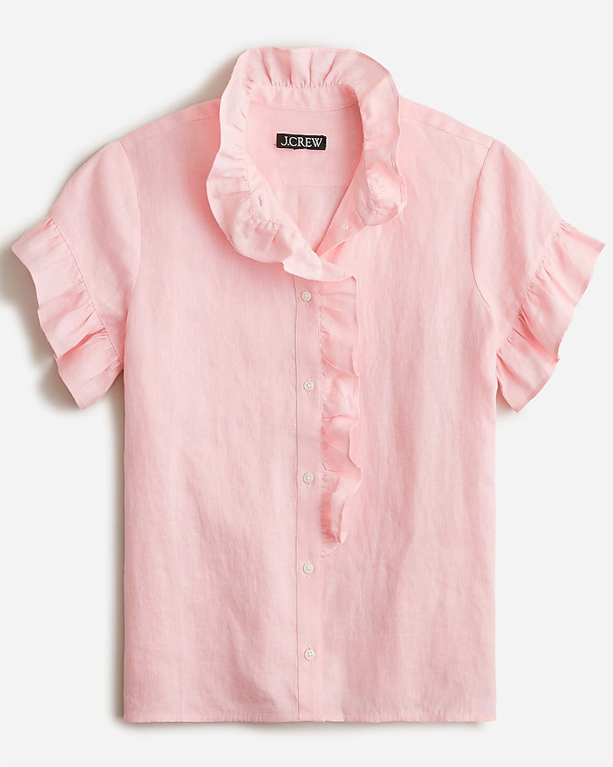 Short-sleeve cottage top in linen | J. Crew US