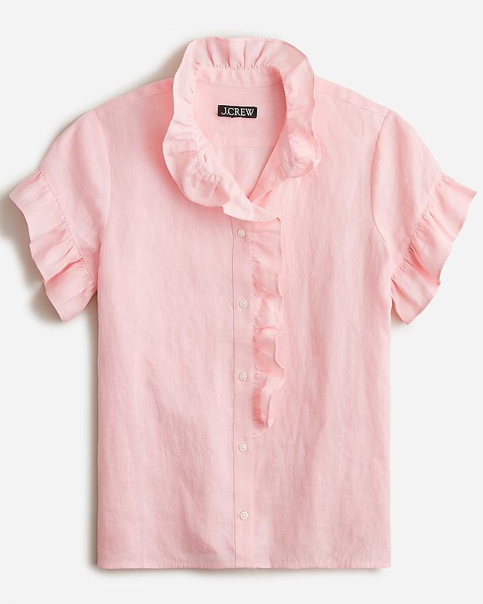 Short-sleeve cottage top in linen | J.Crew US