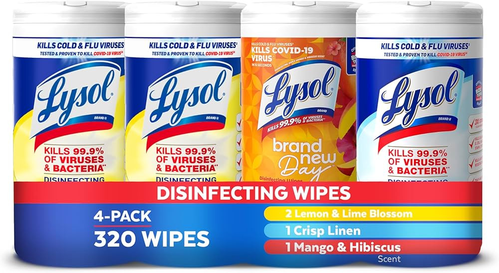 Lysol Disinfecting Wipes Bundle, Home Apartment Dorm Room Essentials and Cleaning Supplies, All P... | Amazon (US)