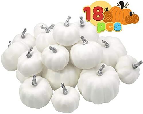 Joyin Thanksgiving Artificial White Pumpkins 18 PCS Fake Home Decoration Assorted Sizes for Fall ... | Amazon (US)