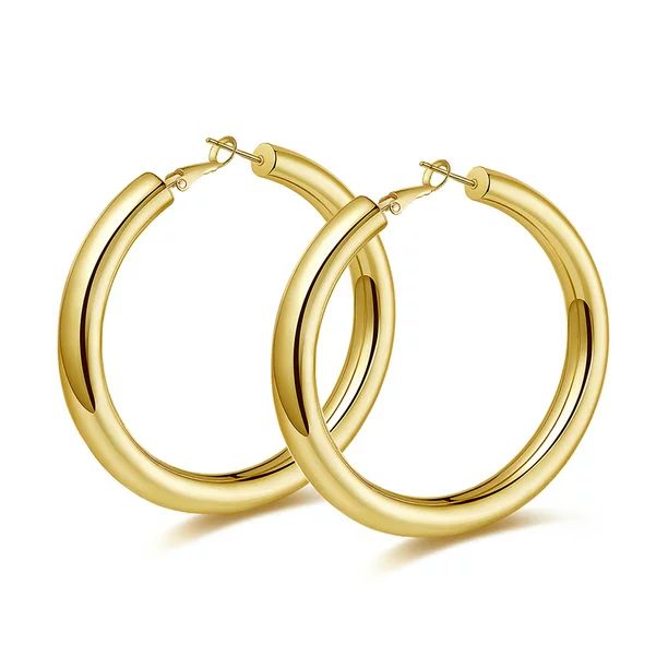 Wowshow Gold Hoop Earrings for Women, 14K Gold Hoop Earrings Gifts 50mm | Walmart (US)