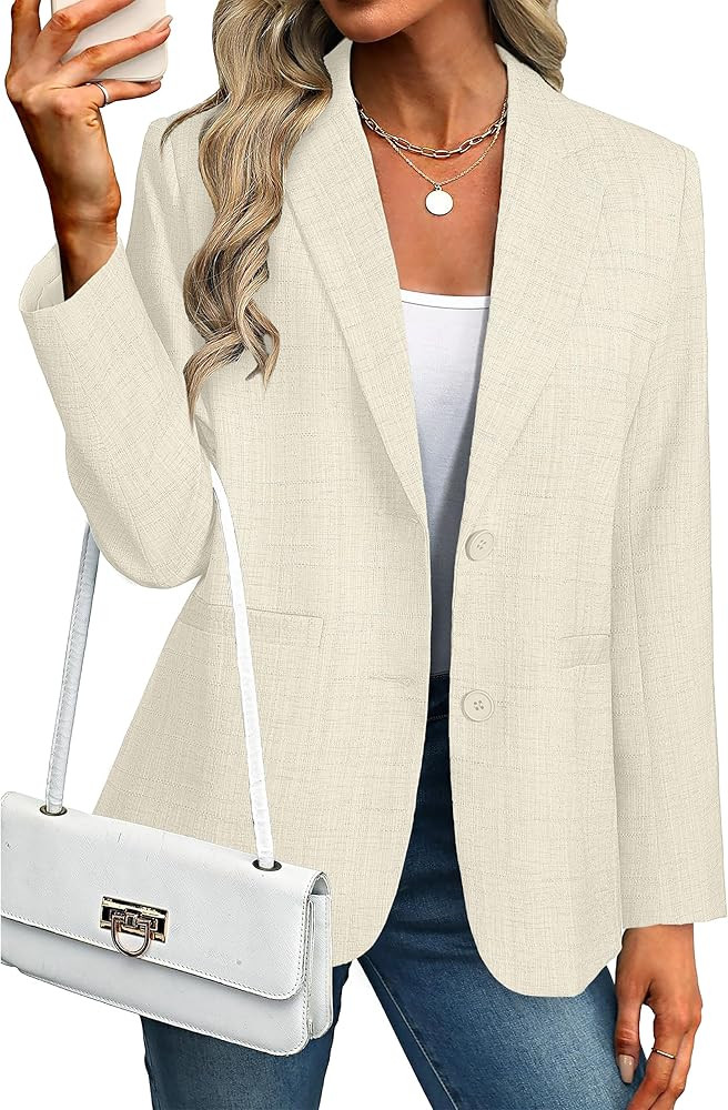 Simplee Blazers para mujer, de negocios, casual, 2026, de gran tamaño, manga larga, frente abier... | Amazon (US)