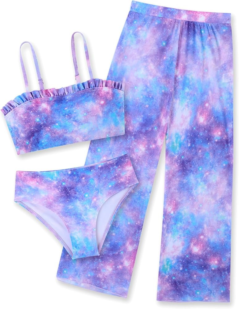 Vogseek 6-12T Girls 3 Pieces Bikini Bathing Suit with Rash Guard Pants Quick Dry Swimwear Cover-U... | Amazon (US)