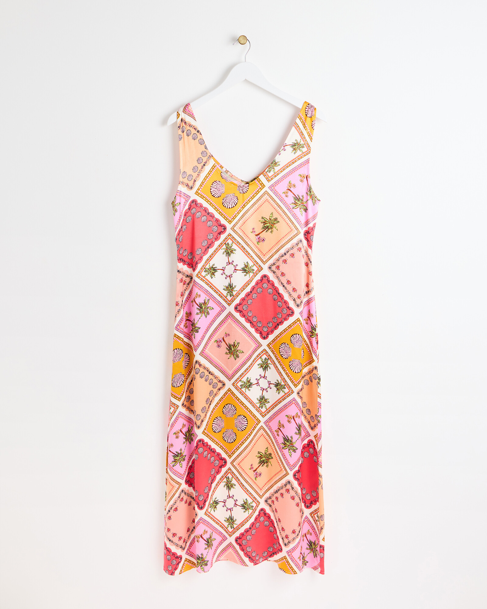 Postcard Print Orange Midi Dress | Oliver Bonas | Oliver Bonas (Global)