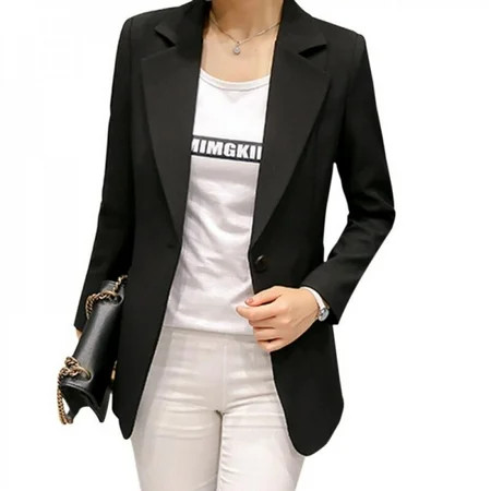 1pcs Spring Fashion Single Button Blazer Office Lady Formal Blazers Women Blazers And Jackets Black  | Walmart (US)