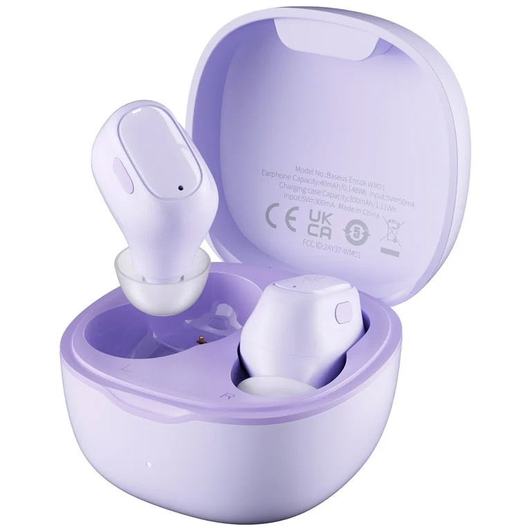 Baseus WM01 Wireless Earbuds Bluetooth 5.3 Headphones Mini Ear Buds, 25H Playtime, Purple | Walmart (US)