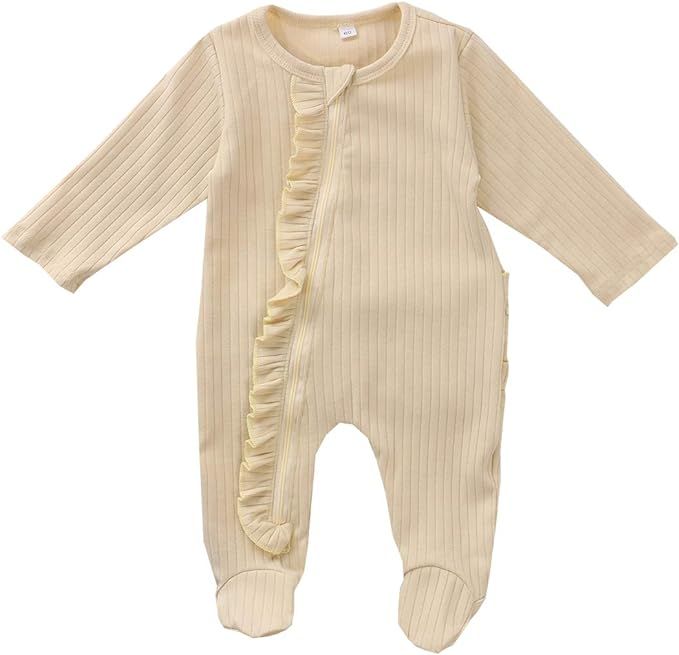 Newborn Baby Girl Boy Onesie Footies Pajamas Knitted Romper Jumpsuit Fall Winter Solid Outfits Cl... | Amazon (US)
