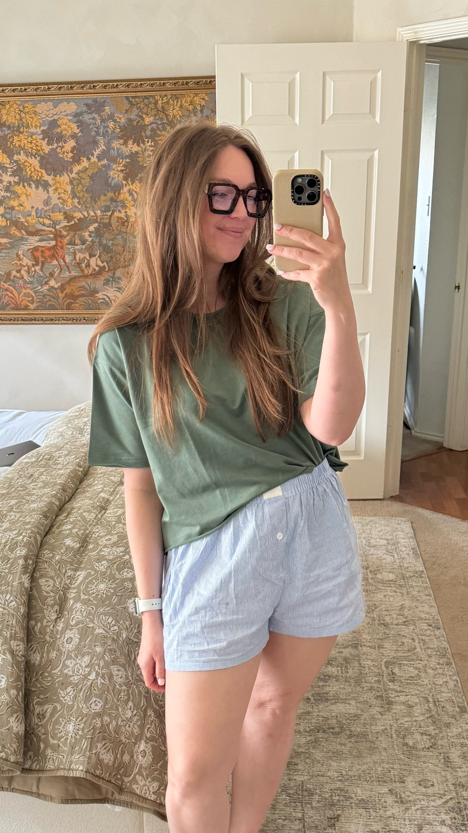 Comfy and casual at home lately 🩵 love these boxer shorts since they’re lightweight for the summer!