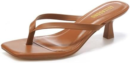 Women's Kitten Heels Sandals Square Open Toe Flip Flop Heels 1.8-2 Inch Heeled Sandals for Women | Amazon (US)