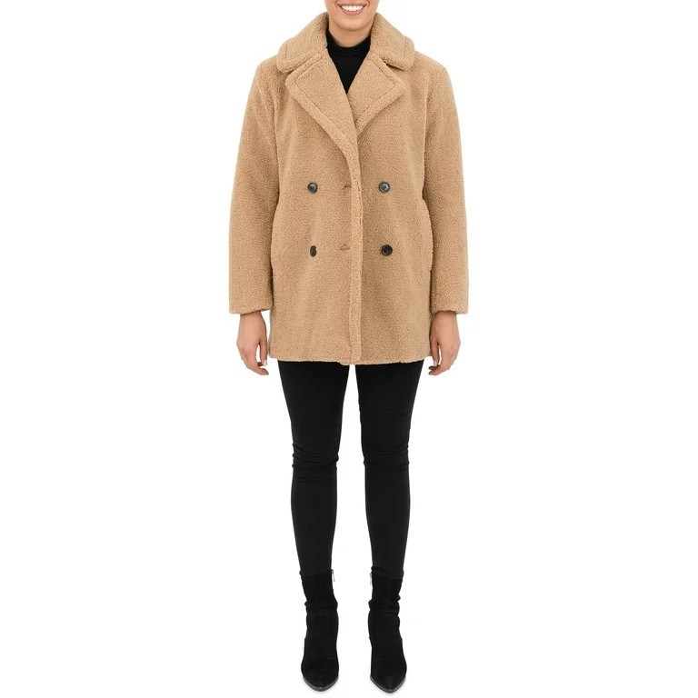Kensie Women's Double Breasted Faux Fur Coat | Walmart (US)