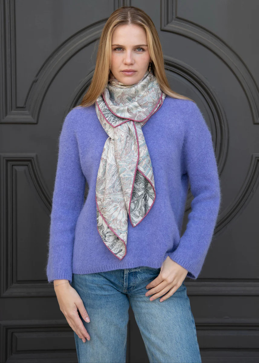 Aubrey Double Sided Multicolor Nature Print Scarf - Magenta | Benaar La