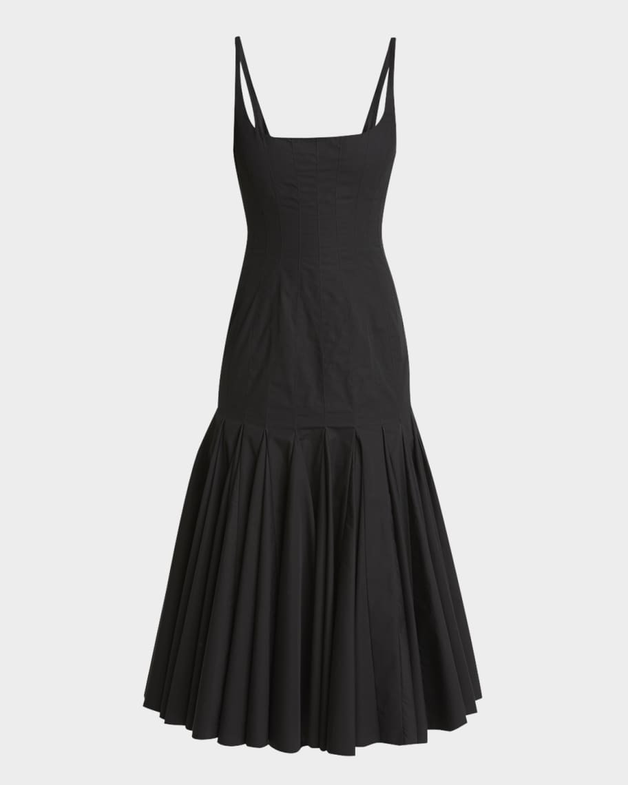 Jacquemus Agave Drop-Waist Pleated Flare Midi Dress | Neiman Marcus