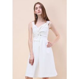 Nifty Knot Sleeveless Dress in White | Chicwish