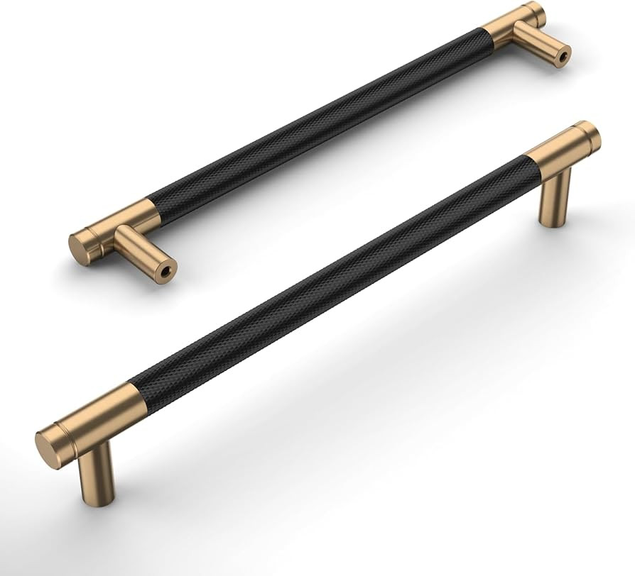 Amerdeco 10 Pack Champagne Bronze and Black Knurled Cabinet Pulls 7.5 Inch Hole Centre to Hole Ce... | Amazon (US)
