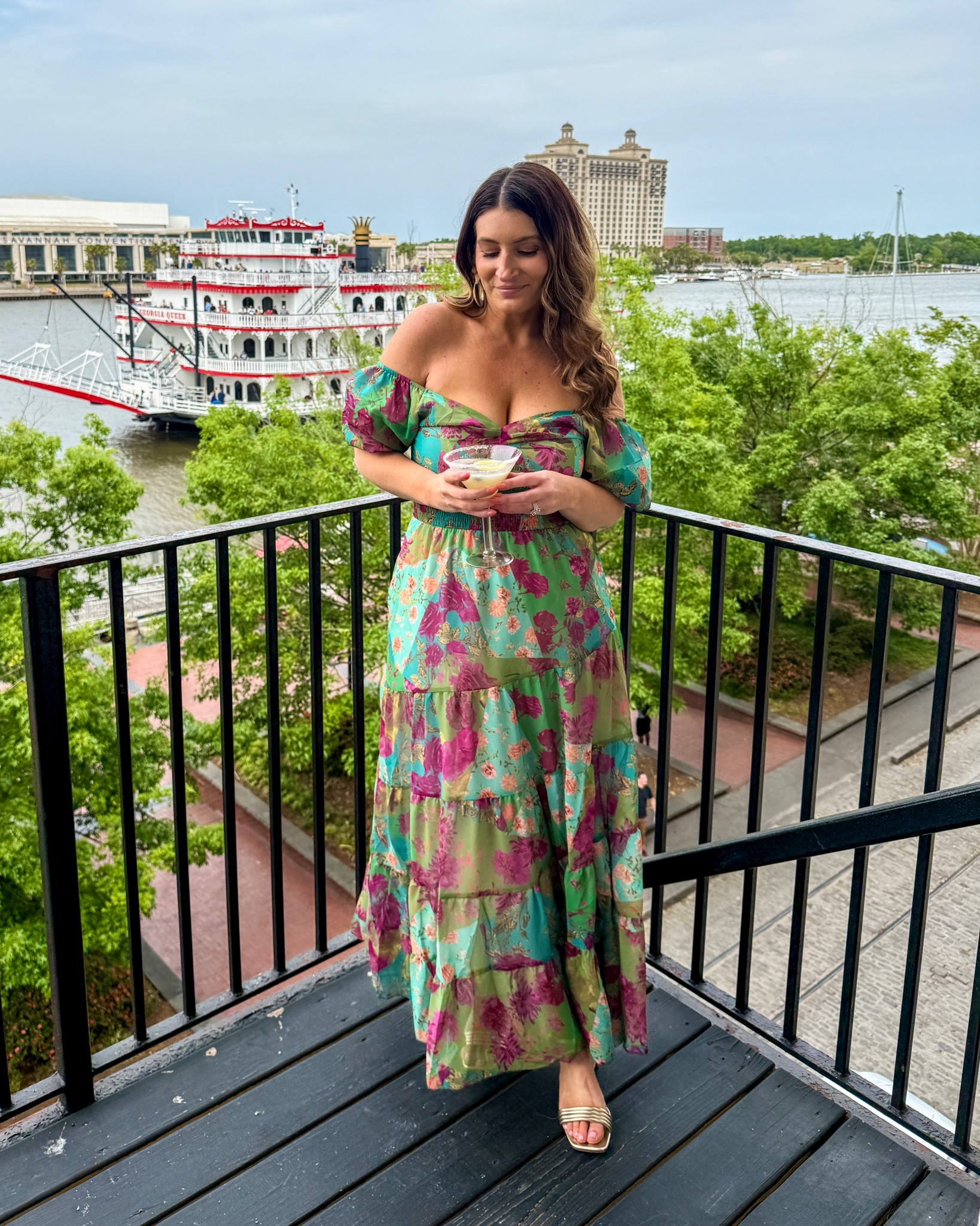What I wore in Savannah - Amazon look for less dress, FP look for less, floral maxi dress, off the shoulder dress, spring dress, summer dress, graduation dress, date night dress, wedding guest dress 

#LTKStyleTip #LTKFindsUnder50 #LTKWedding
