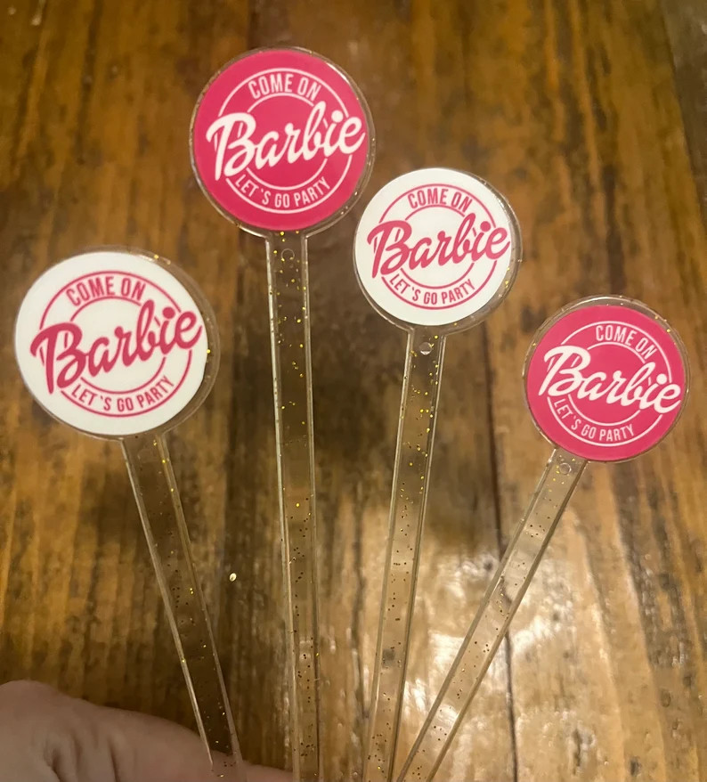 Barbie Party Stirrers Gold Sparkle Stir Sticks DOUBLE Sided Drink Stirrer - Etsy | Etsy (US)