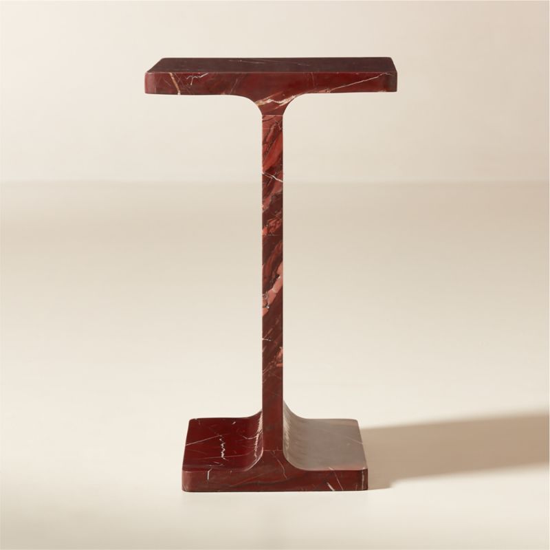 I Beam Red Marble Side Table + Reviews | CB2 | CB2