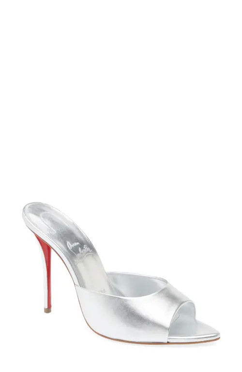 Christian Louboutin Miss Z Pointed Toe Metallic Sandal in S211 Silver/Lin Silver at Nordstrom, Size 7.5Us | Nordstrom