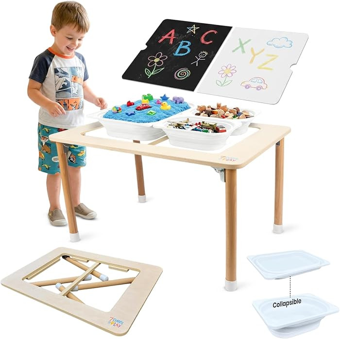 7 Days of Play Sensory Play Activity Table with Foldable Legs, Storage Bins, and Lid – Sensory ... | Amazon (US)