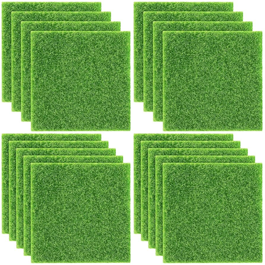 ELCOHO 18 Pieces Fake Grass for Crafts Fairy Garden Grass 6 x 6 Inches Artificial Garden Grass fo... | Amazon (US)
