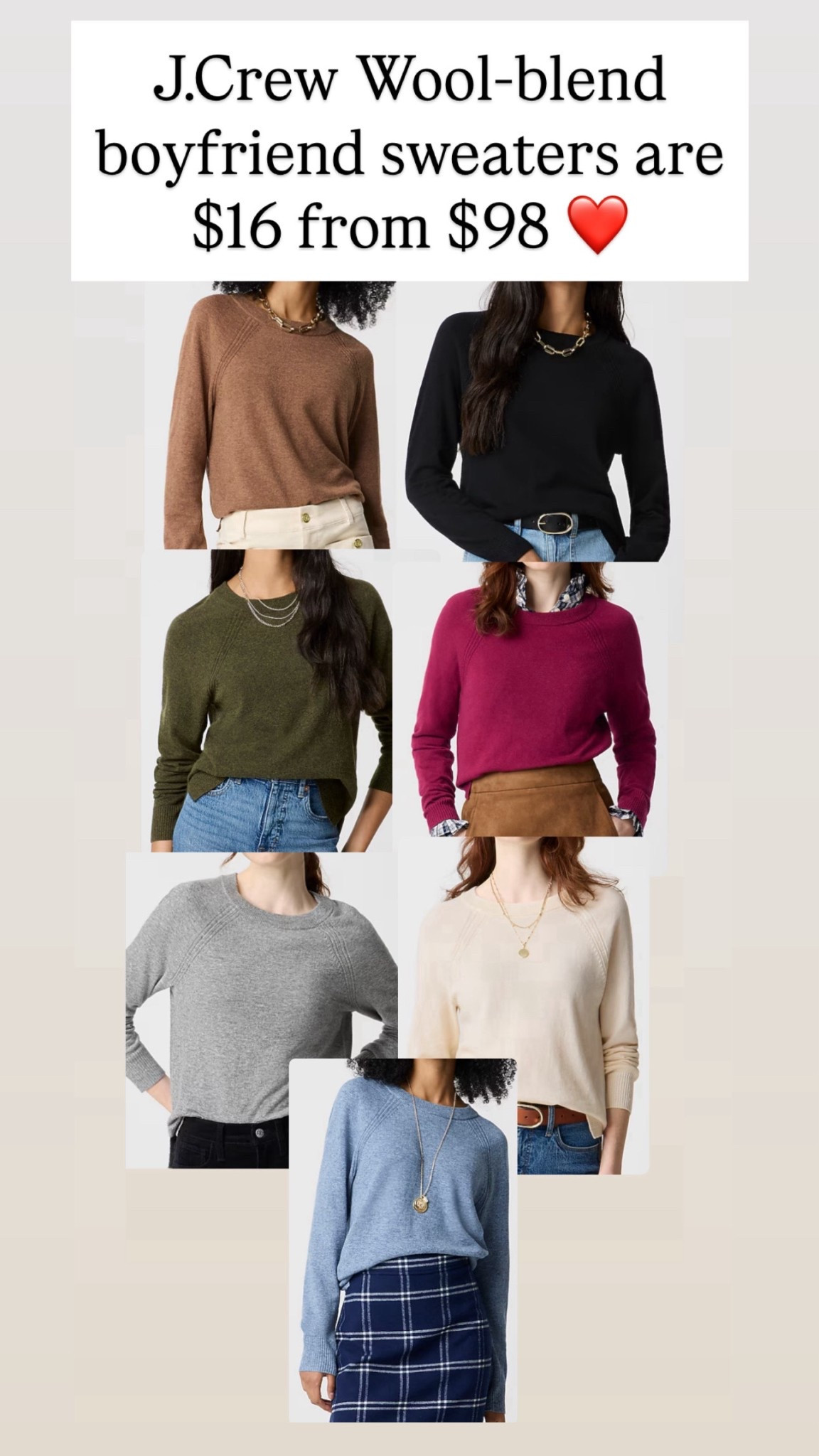 J.Crew Wool-blend boyfriend sweaters are $16 from $98

#LTKHoliday #LTKSaleAlert