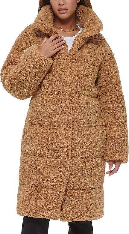 Levi's womens Long Length Patchwork Quilted Teddy Coat | Amazon (US)