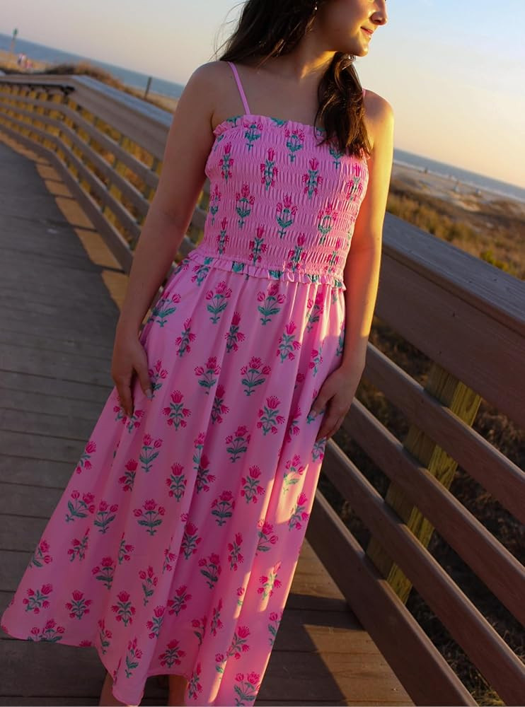 Women Y2k Boho Maxi Dress Tie Shoulder Backless Strappy Tiered Flowy Dress 2024 Summer Floral Bea... | Amazon (US)